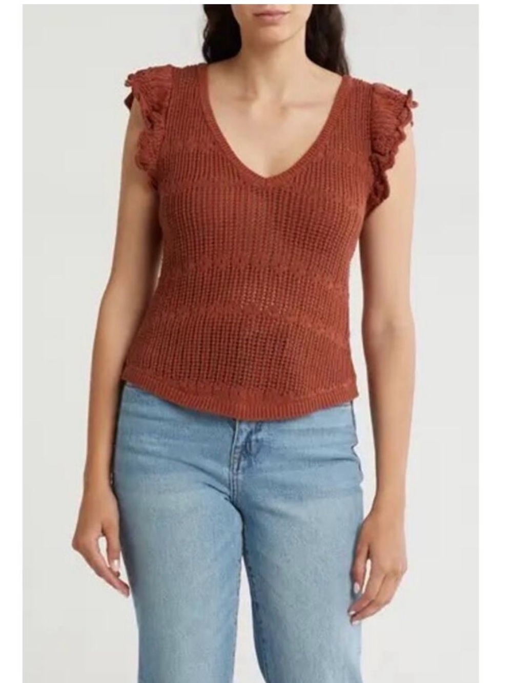 ♥️ 2/$10 CREAM/White crochet knit tank